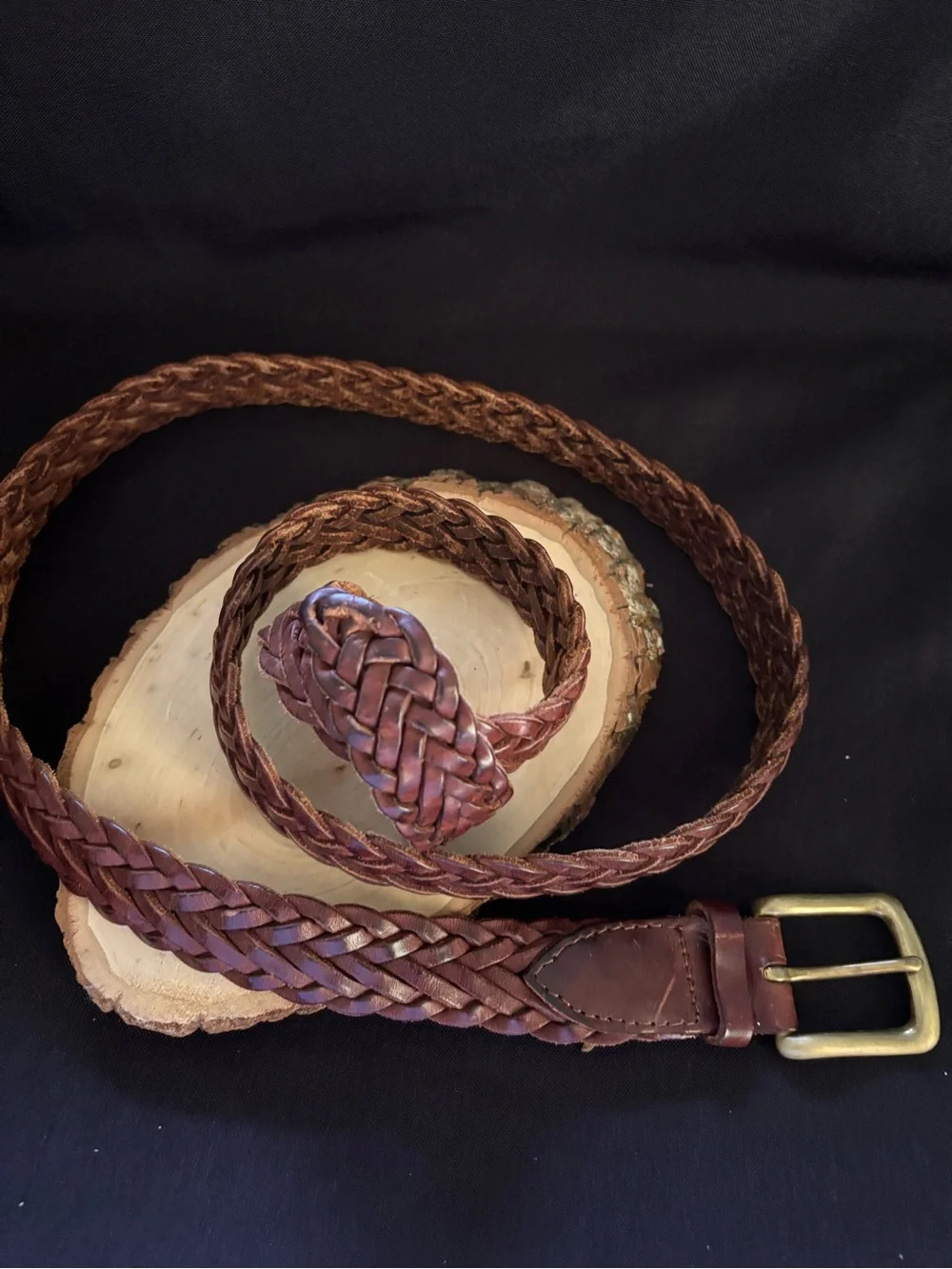 Braided vintage Brown Leather Men’s Belt - Classic Casual Style 44
